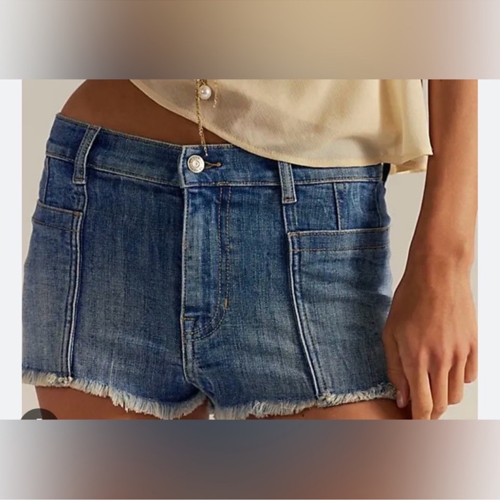 Free People We The Free Janney High-Low Denim Shorts